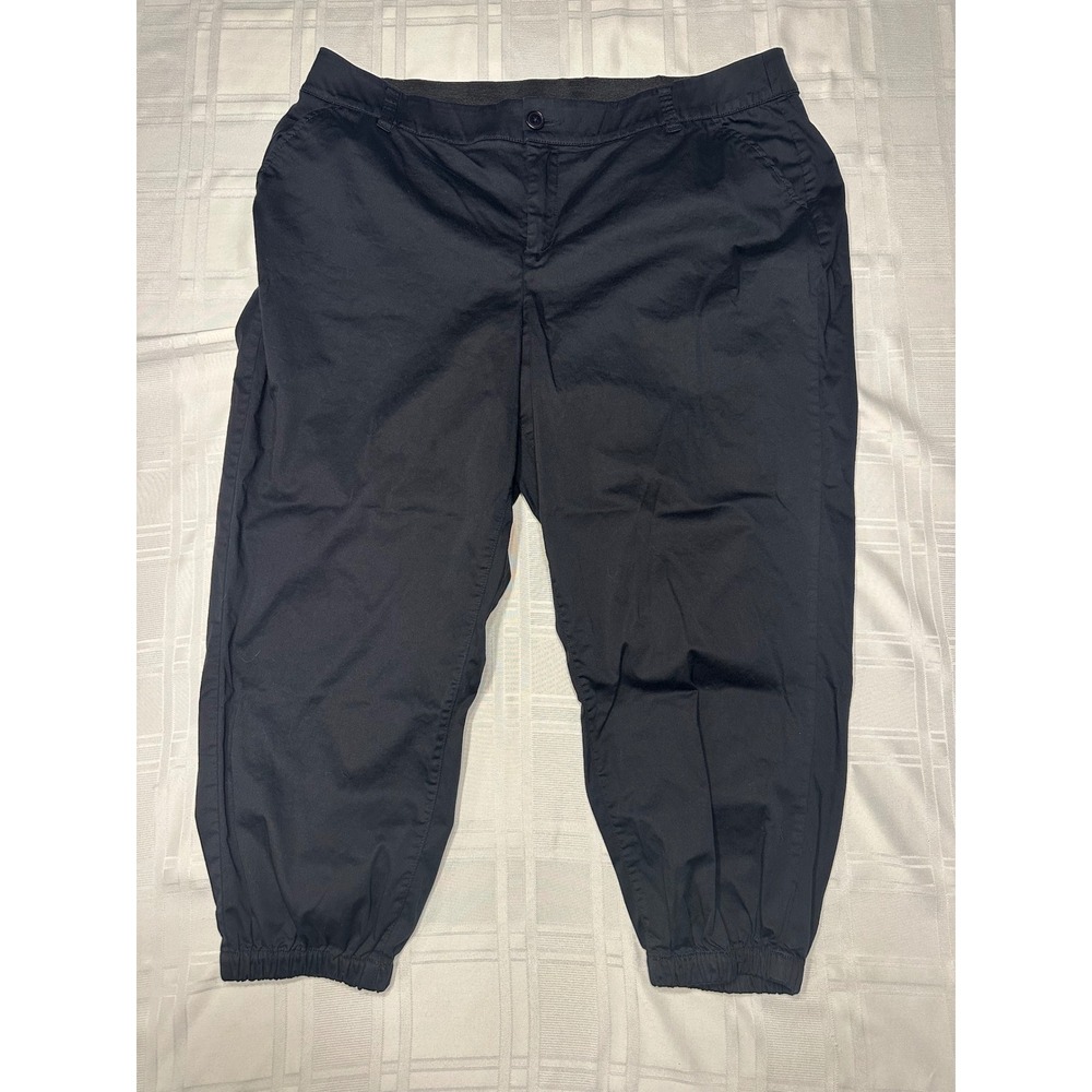 Lane Bryant Joggers Women‎ 20P Black Cropped Elastic Cotton Blend Pants Casual